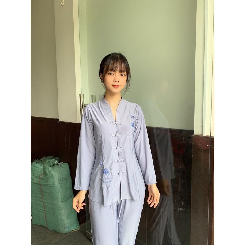 Đồ Lam Đi Chùa# Vải Thun Bà Lai Tim # Đồ Bộ # Thun Mát# Trung Niên