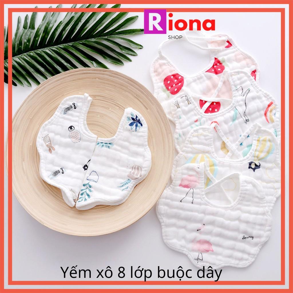 Yếm xô sợi tre 8 lớp Yếm dãi buộc dây cho bé ăn dặm