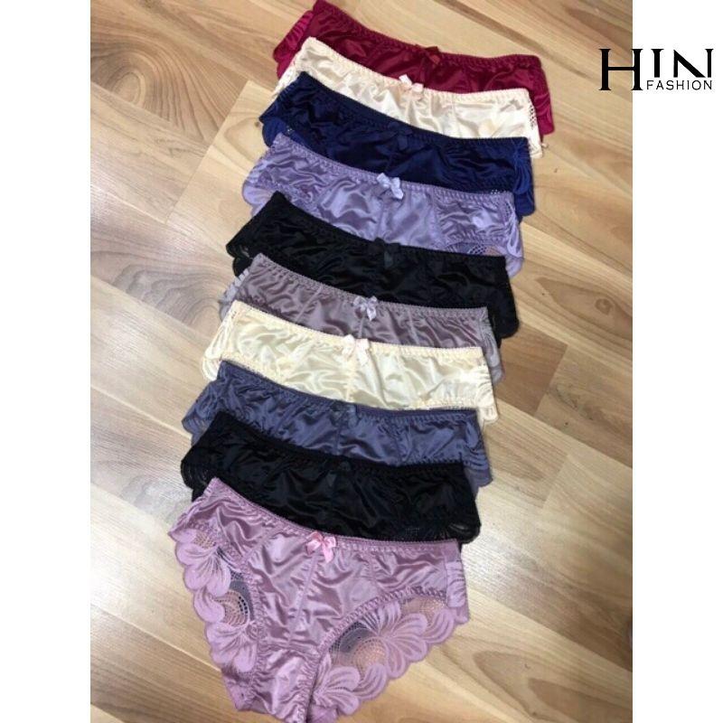 Bộ 5 chiếc quần lót nữ phi lụa phối ren  - N14-5