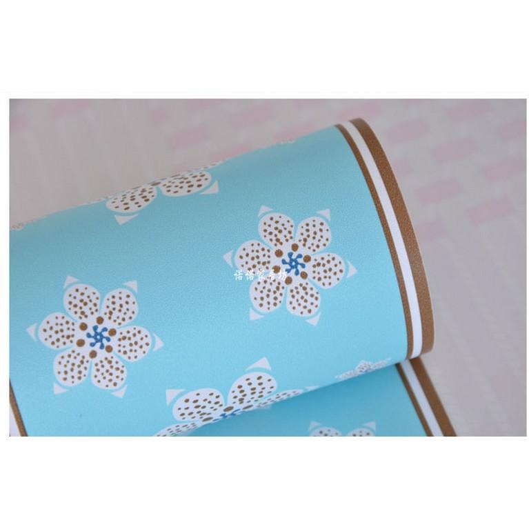 Len dán viền tường HOA SÁU CÁNH XANH cuộn dài 10m x cao 10cm