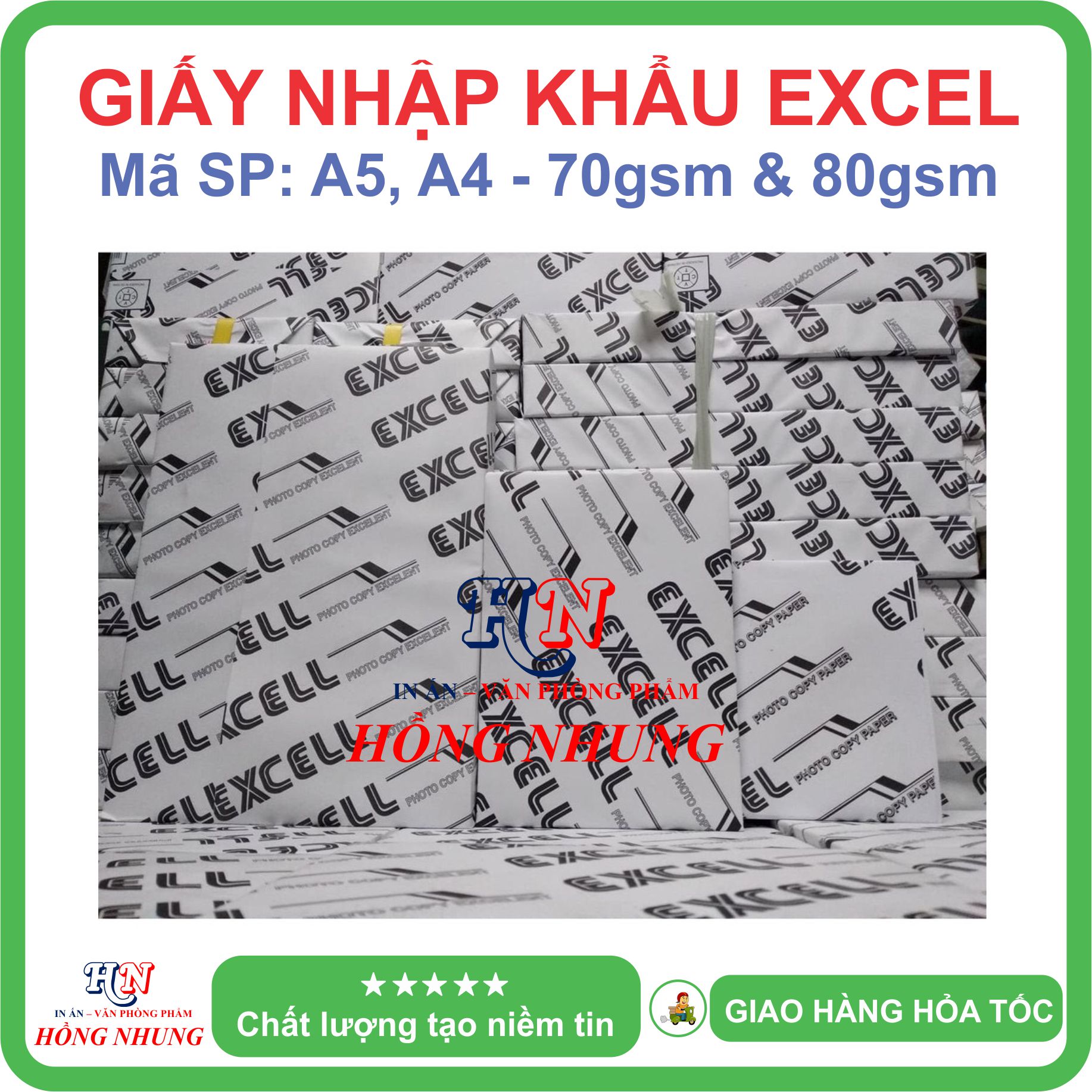 [ HỒNG NHUNG ] Giấy in A5 Excel, Định Lượng 70 gsm, chuyên in ấn photo