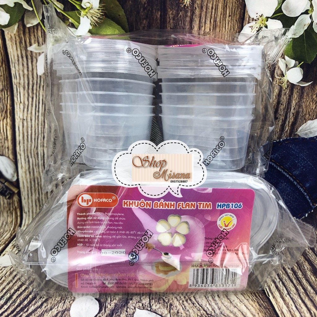Combo 10 hộp nhựa bánh flan hình tim cao cấp, an toàn, bền đẹp có nắp