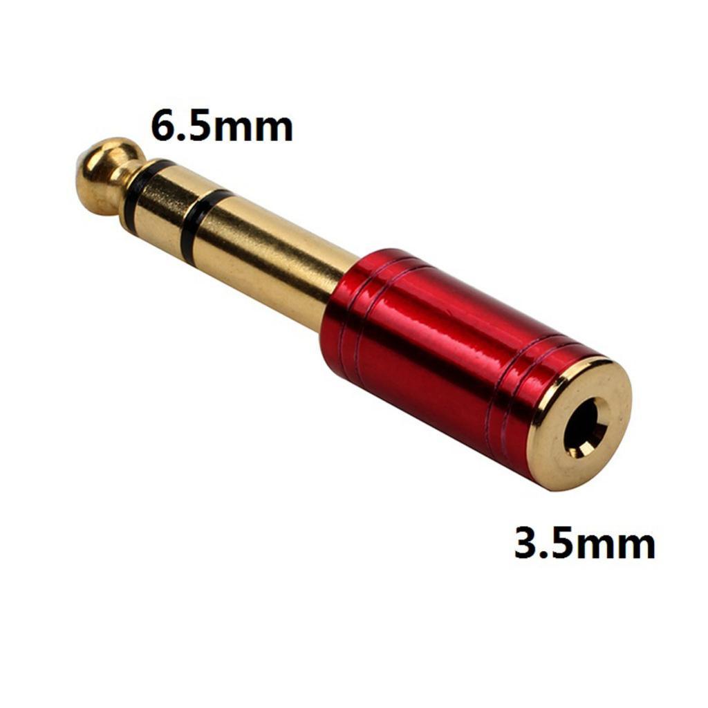 Metal 3.5mm Female to 6.5 Male Audio Stereo Headset Adapter Converter Red