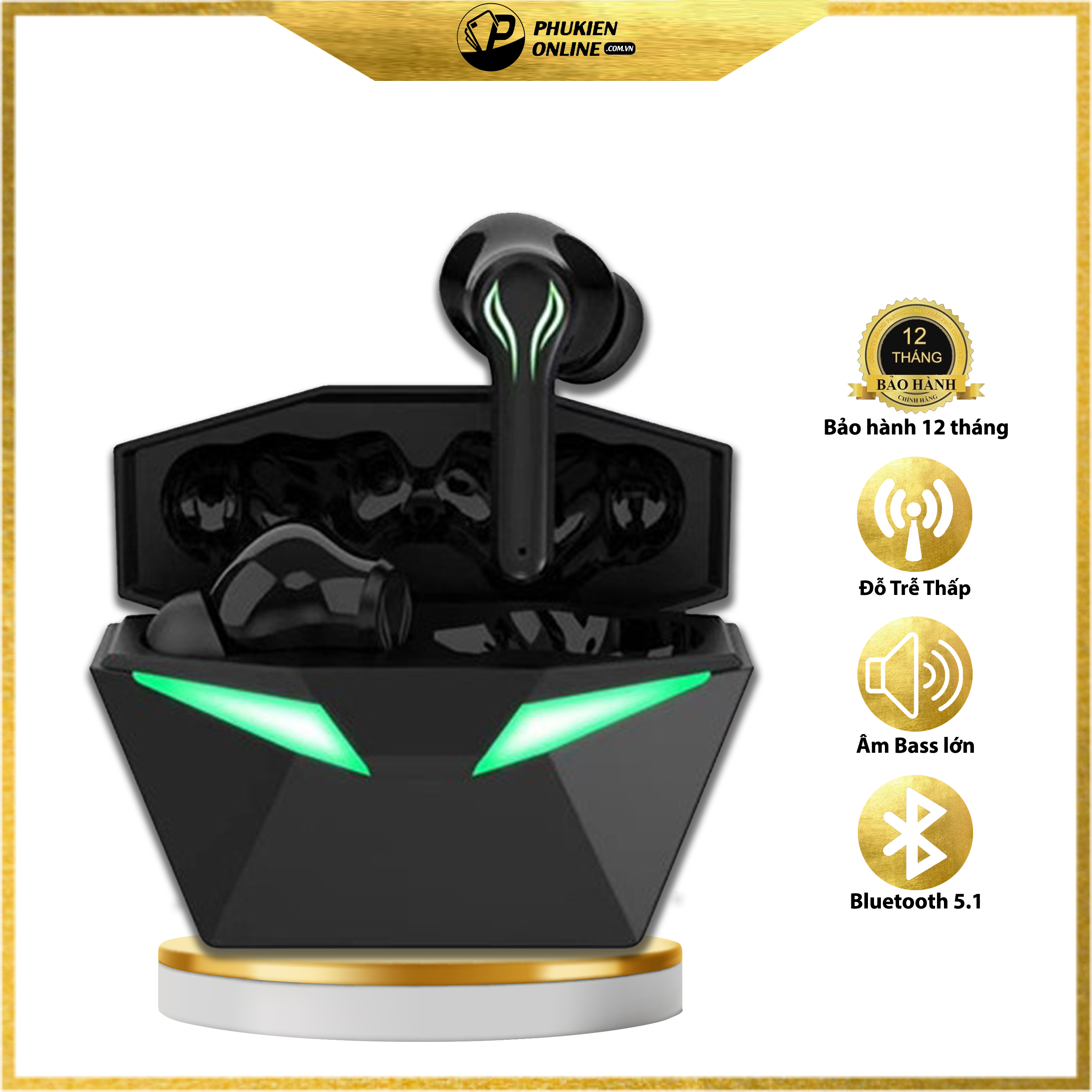 Tai Nghe Gaming Không Dây Bluetooth 5.0 FLOVEME - KW01, hỗ trợ đàm thoại độ trễ cực thấp khi chơi game, Bass mạnh mẽ