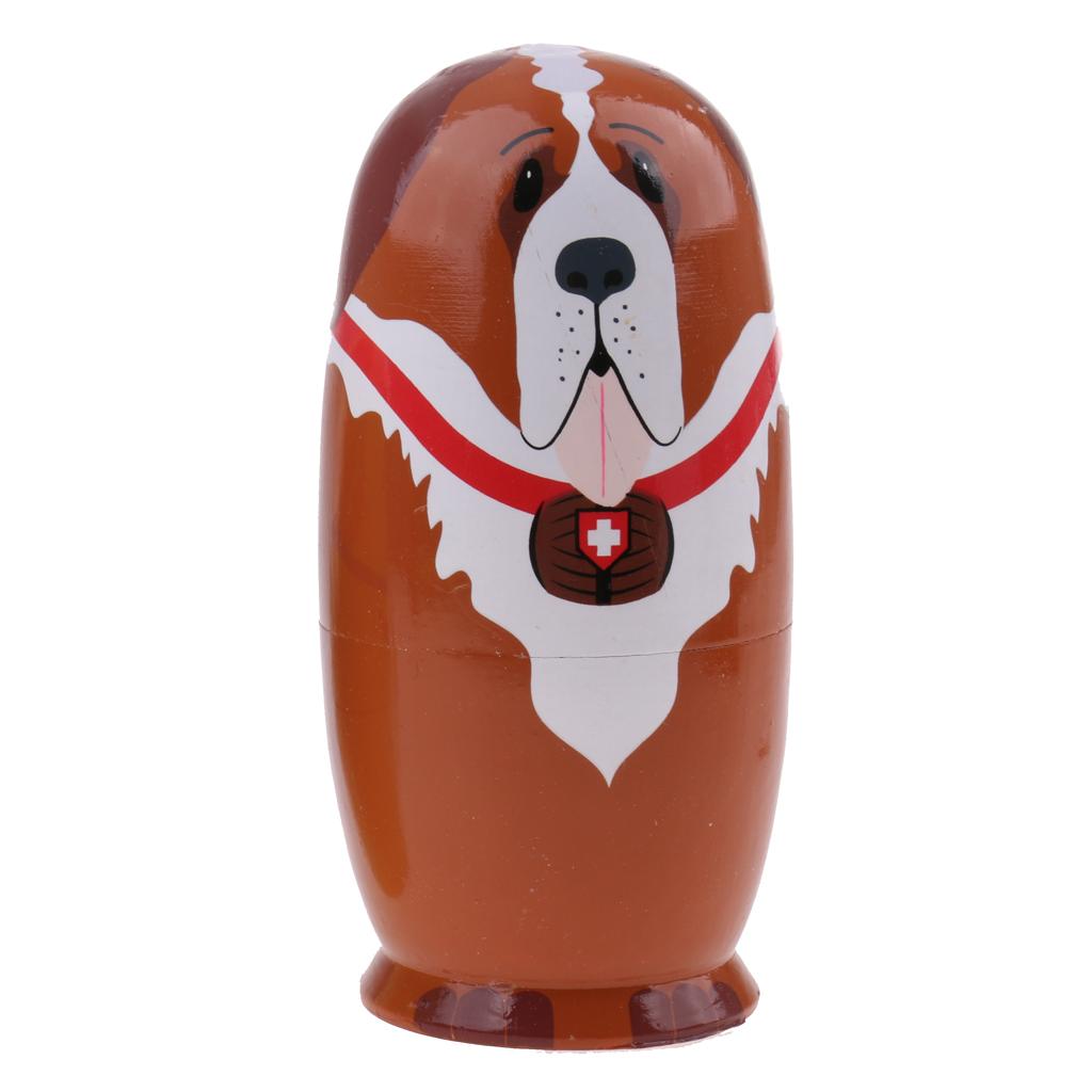 5pcs Animals Printed Wood Babushka Russian Nesting Doll Matryoshka Toy Gift