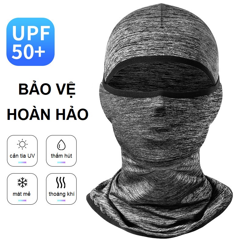 Khăn trùm đầu chống nắng nam fullface NJ09 - Cản 95% tia UV có hại - Vải Lycra mỏng, nhẹ, đàn hồi, thông thoáng