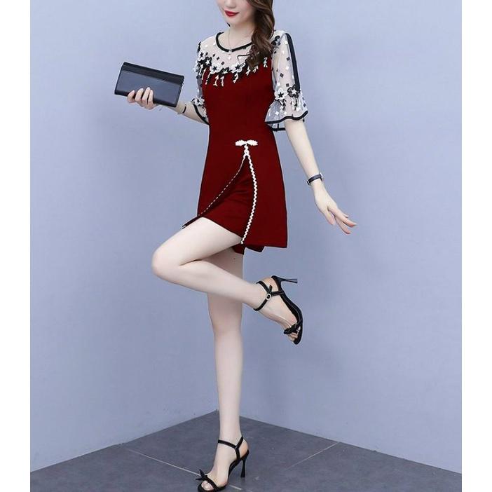 SÉT BỘ NGẮN REN LƯỚI HOA TRẮNG ĐEN