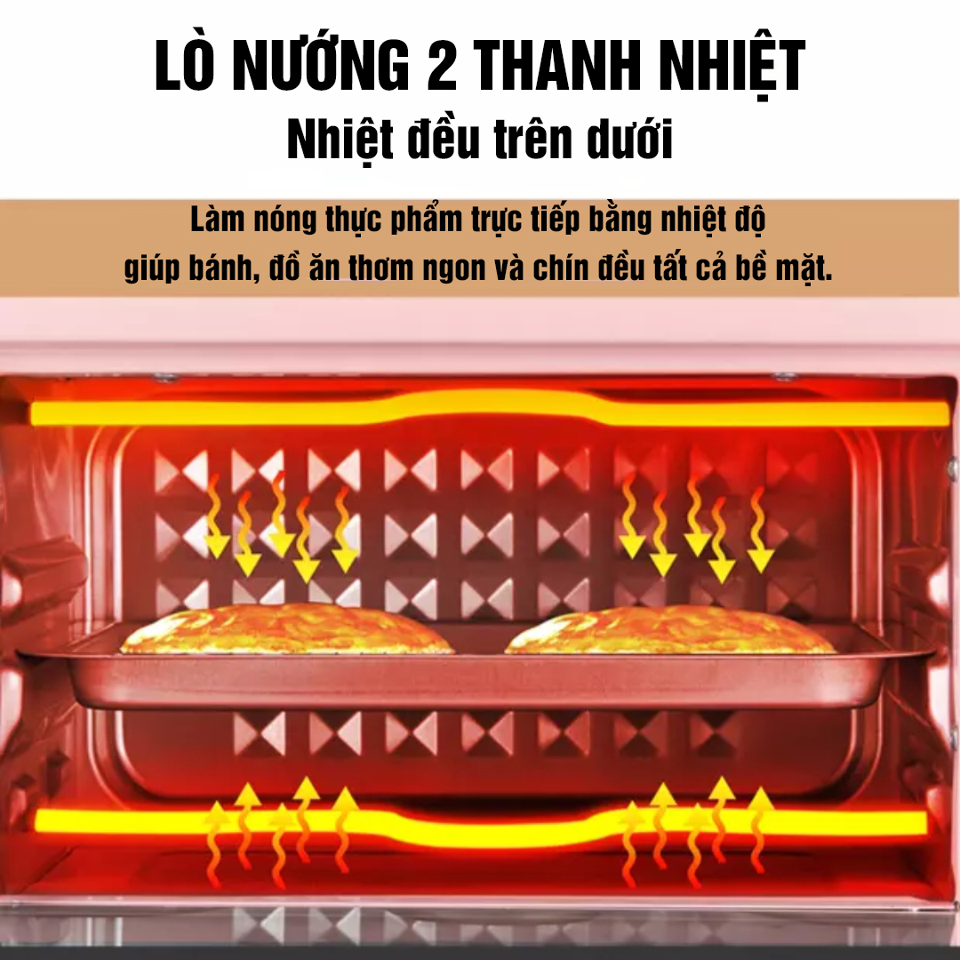 Lò Nướng Điện Mini Lò Nướng Bánh Đa Năng Dung Tích 12 Lít