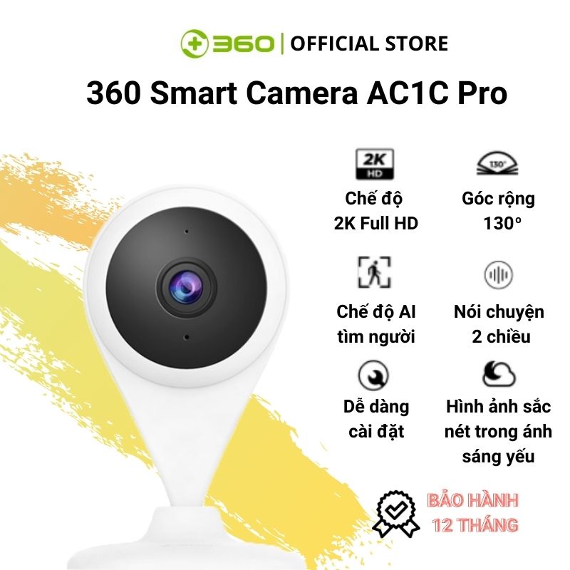 Camera thông minh 360 AC1C Phân giải 2K Giám Sát An Ninh - Hàng Chính Hãng