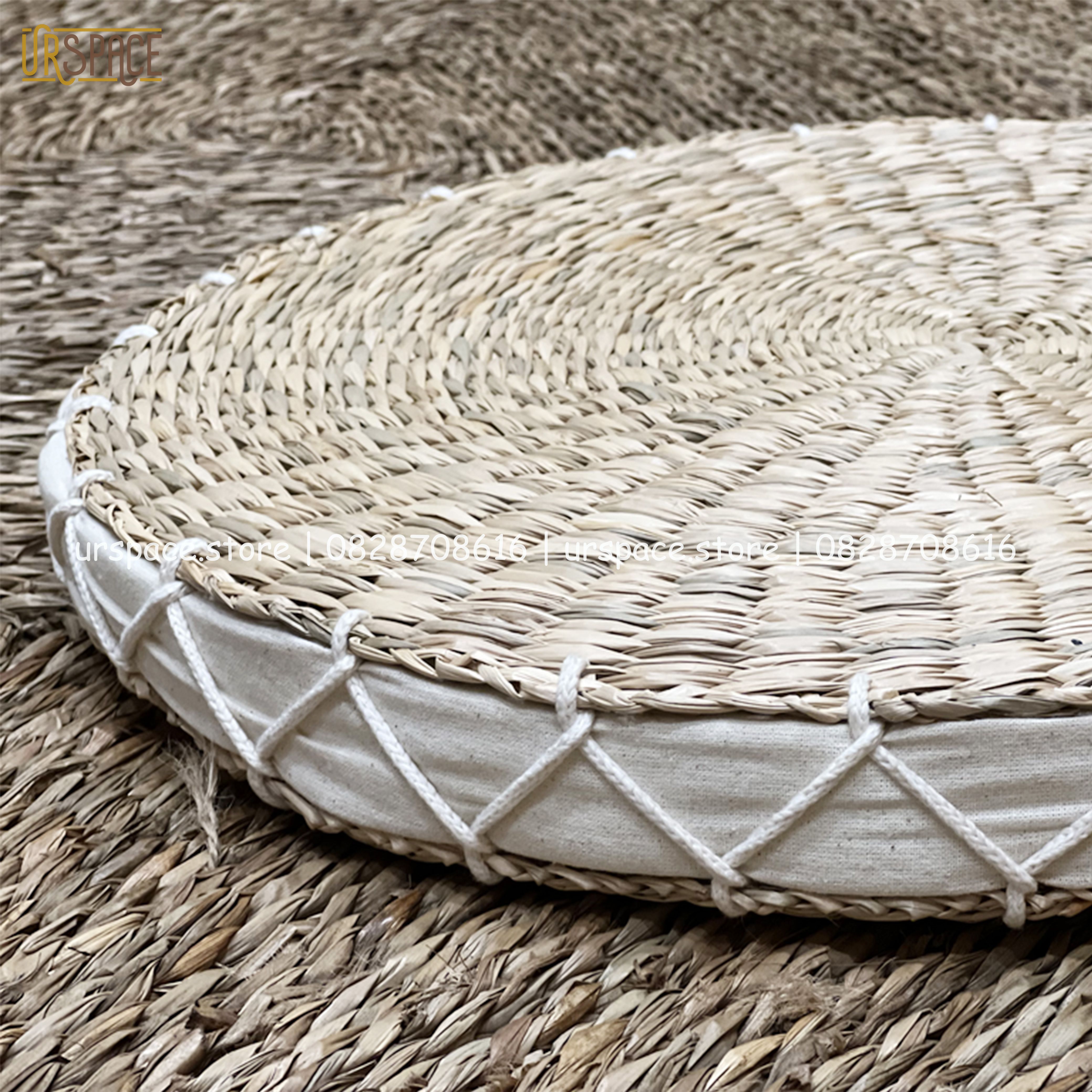 Đệm ngồi thiền bằng cói đệm đa năng hình tròn màu tự nhiên/ Searass Meditation Cushion Natural Color