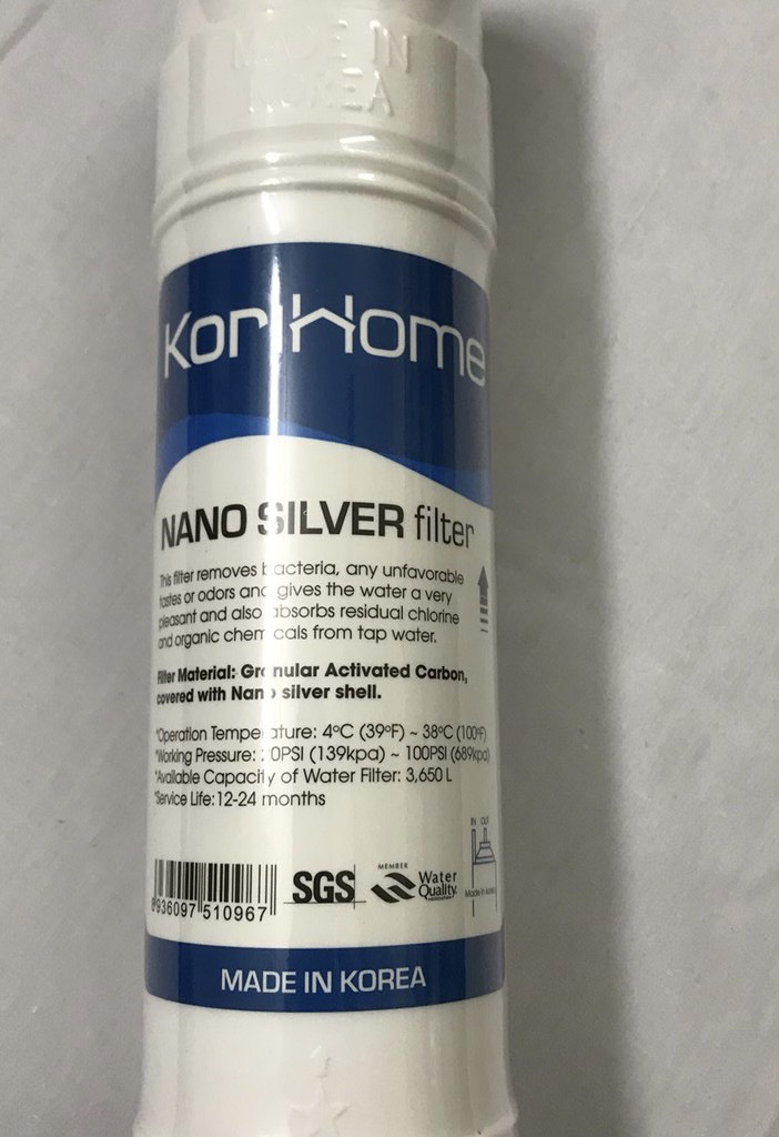 LÕI LỌC NƯỚC KORIHOME ,LÕI NANO SILVER.