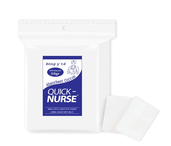 BÔNG CẮT QUICK-NURSE 6CM*6CM - 50GR