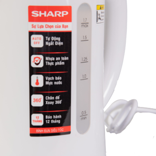 Bình Đun Siêu Tốc Sharp EKJ-17VPS-WH (1.7 Lít) - Hàng Chính Hãng