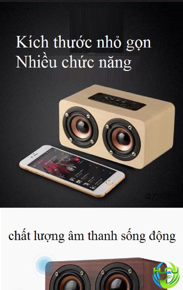 Loa Bluetooth Không Dây Cao Cấp Huqu HQ-W5 Hỗ Trợ Cổng AUX Thẻ Nhớ , Nghe FM - Hàng Chính Hãng 