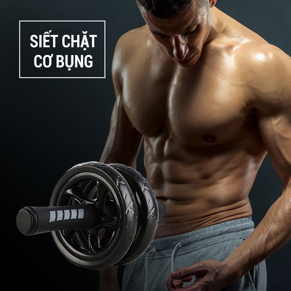 Con lăn tập bụng, con lăn tập cơ bụng 2 bánh GoodFit tay cầm lõi thép chịu tải 150kg, tập gym tại nhà Goodfit GF601AB