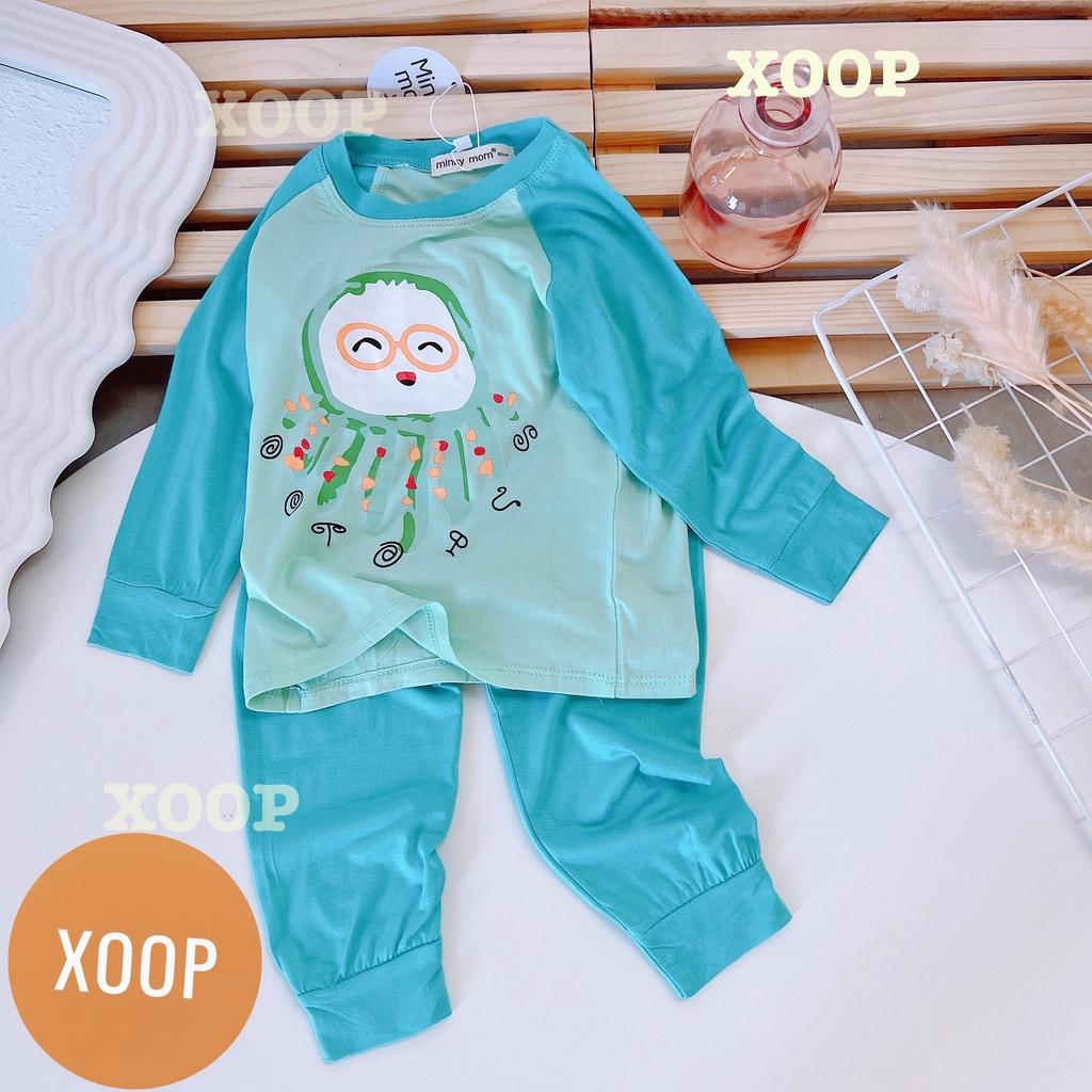 Đồ bộ dài phối tay hàng minky mom chất thun lạnh in họa tiết mặt trời-sunsine cho bé trai bé gái ( Size từ 8-19kg) BD6