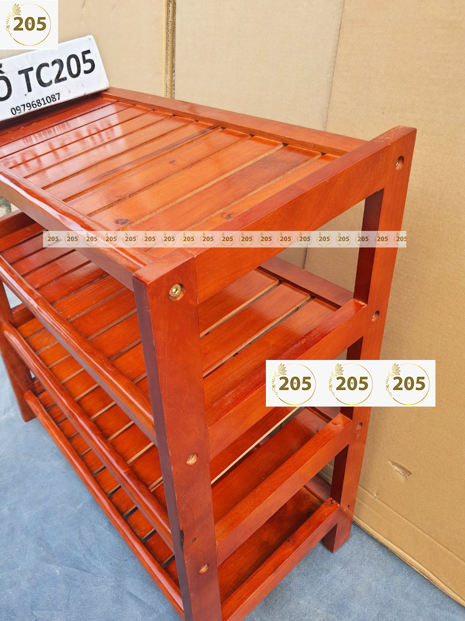 KỆ DÉP 4 TẦNG DÀI 60CM GỖ CAO SU - MÀU NÂU - 60cm long 4-layer shoe rack rubber wood-Brown