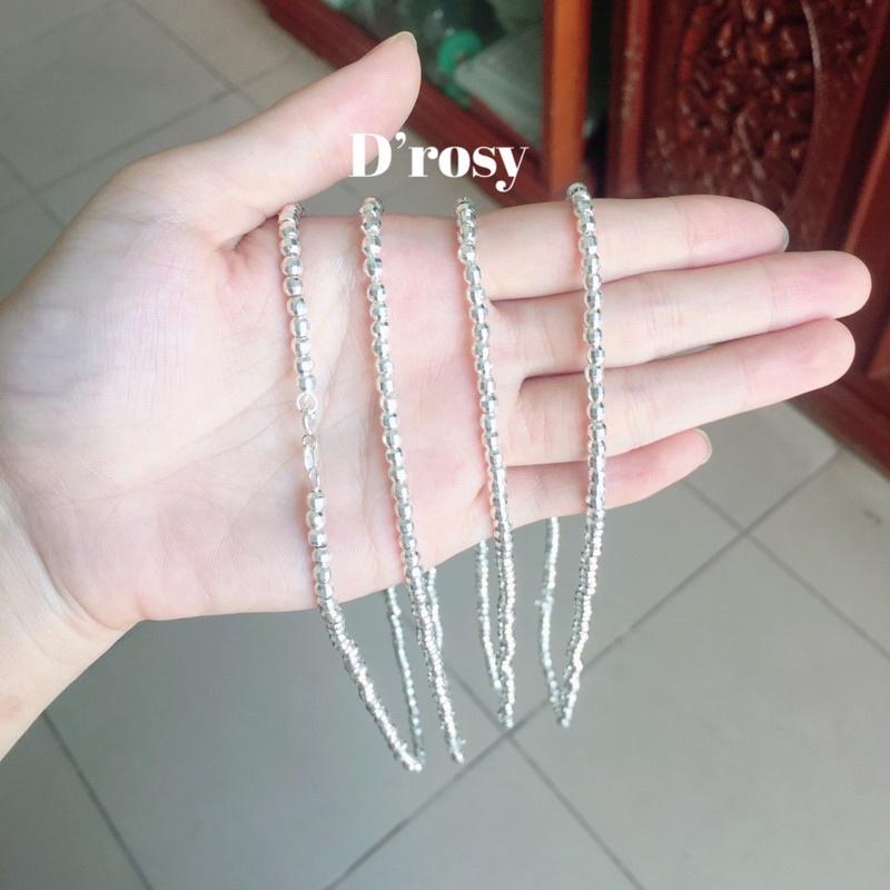 Dây chuyền bạc bi tròn phay nặng 4,5 chỉ dài 45 cm chuẩn bạc ta nguyên chất có bảo hành