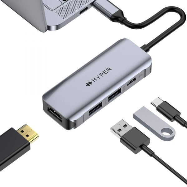Cổng Chuyển HyperDrive HDMI 4K60HZ 4-IN-1 USB-C Hub (HD41) Hàng Chính Hãng