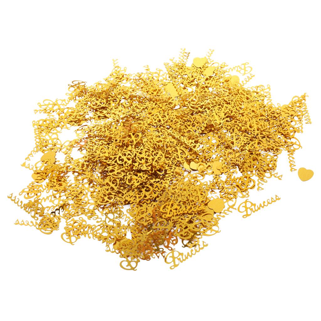 15g Glitter PRINCESS Heart Confetti Foil Girls Birthday Party Decor Gold