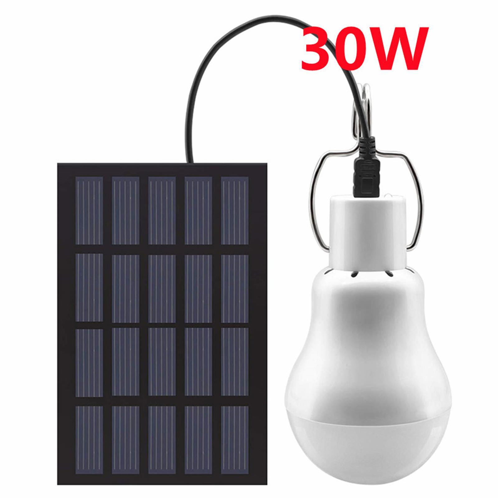 Portable LED Bulb Light Camping Solar Powered Panel Hanging Lamp Indoor