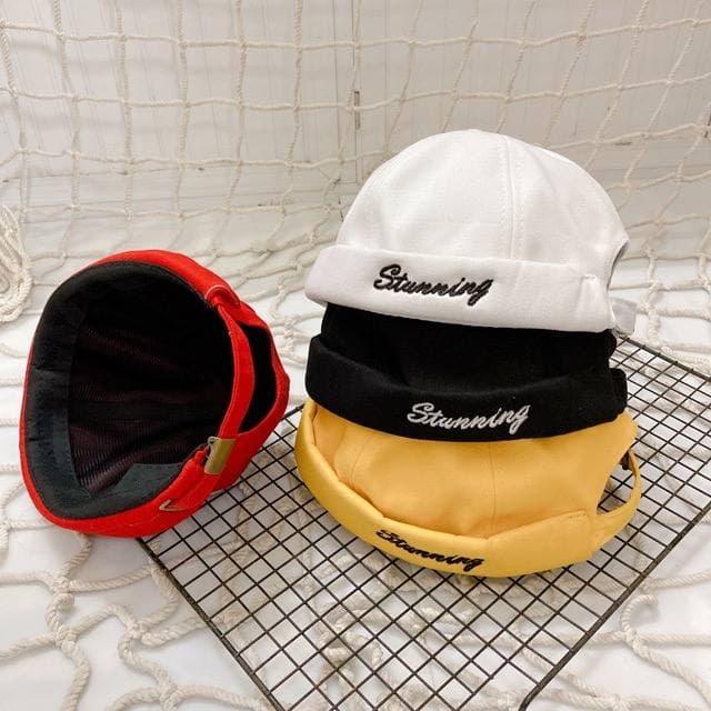 Nón bucket không vành Retro Kyubi thêu chữ nhiều màu phong cách Ulzzang Hàn Quốc - Mũ Ulzzang Kyubi thêu chữ