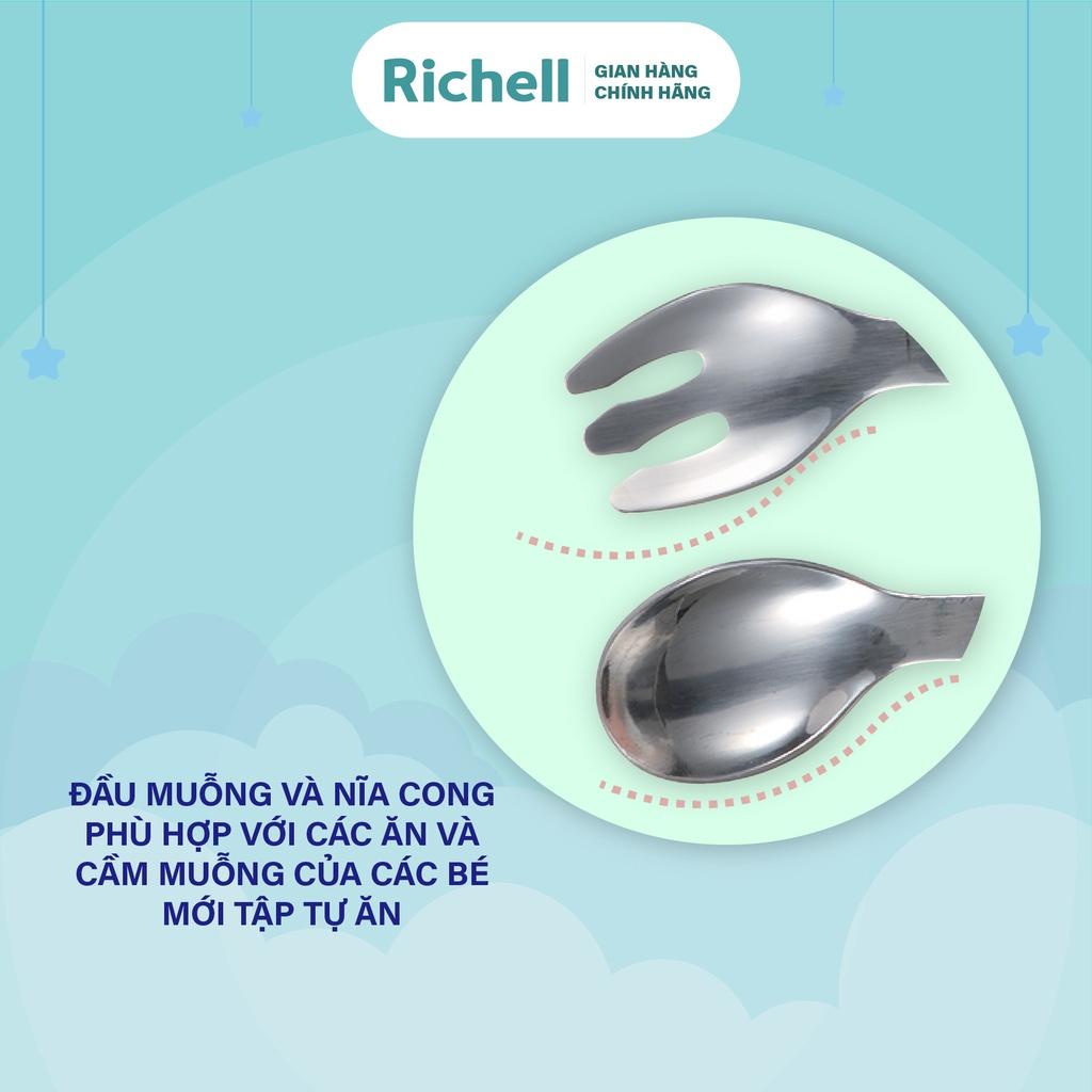 Bộ muỗng nĩa inox TLI kèm hộp Richell Nhật Bản | Baby