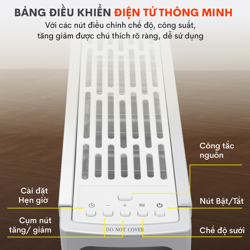 Máy sưởi dầu điều khiển từ xa FujiE OFR7913,13 thanh sưởi phòng 30m2 tự ngắt an toàn, bảng điện tử điều chỉnh nhiệt độ - Hàng chính hãng