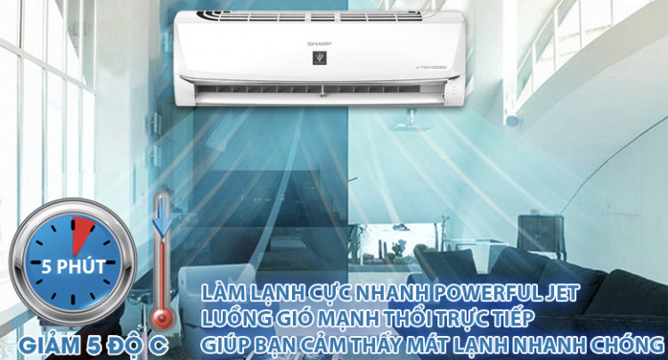 Powerful Jet - Máy lạnh Sharp Inverter 1 HP AH-XP10WHW Powerful Jet - Máy lạnh Sharp Inverter 1 HP AH-XP10WHW