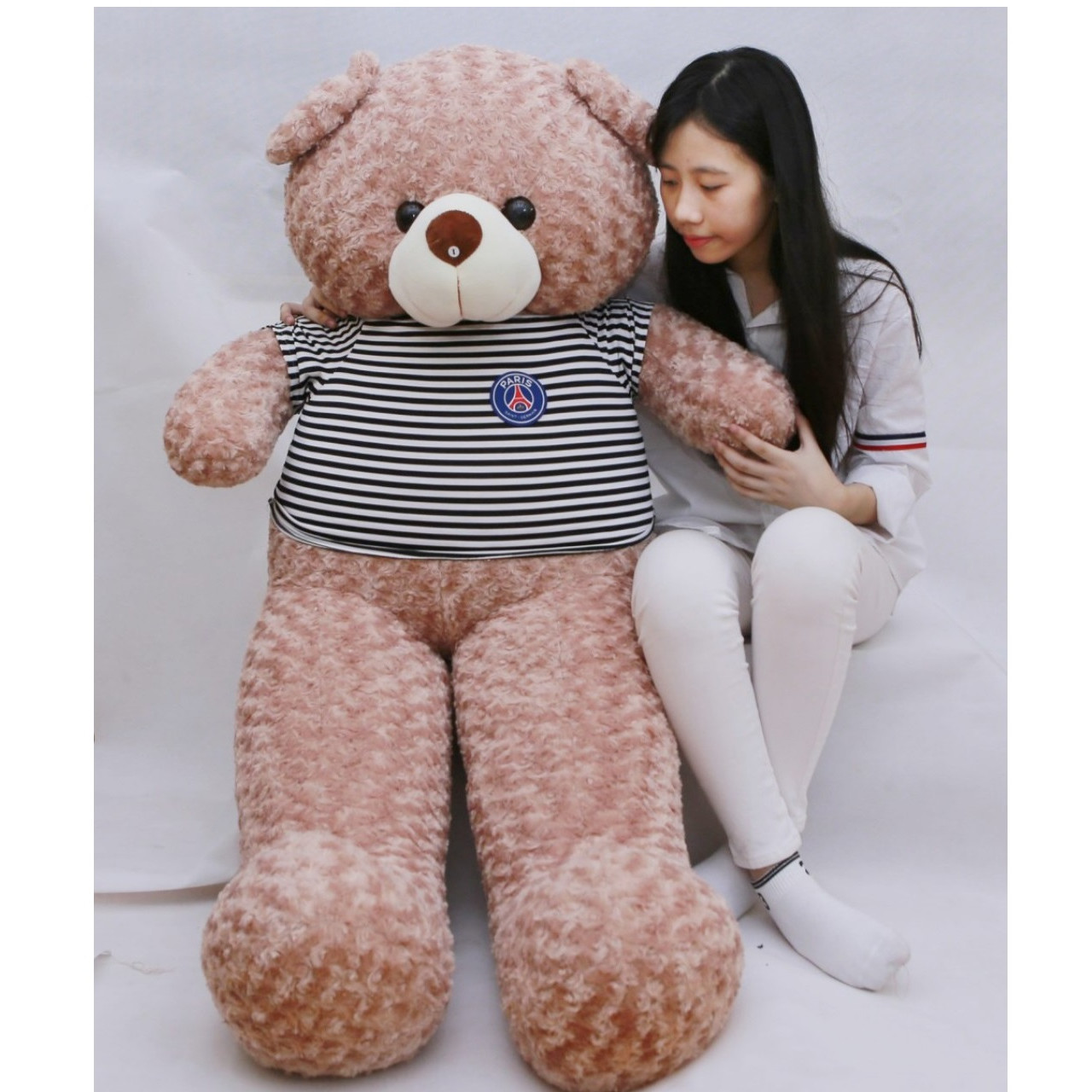 Gấu bông gấu teddy màu vani Khổ vải 1m8 cao 1m6