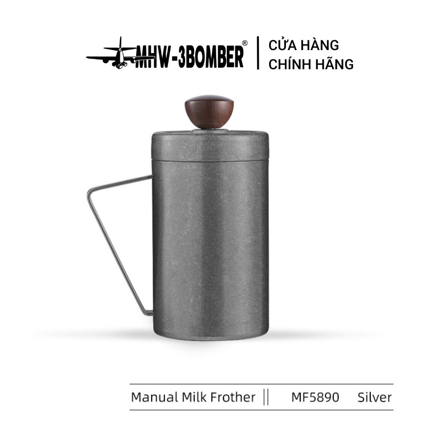 Bình Đánh Sữa Bằng Tay 550ML MHW-3BOMBER | MANUAL MILK FROTHER SILVER