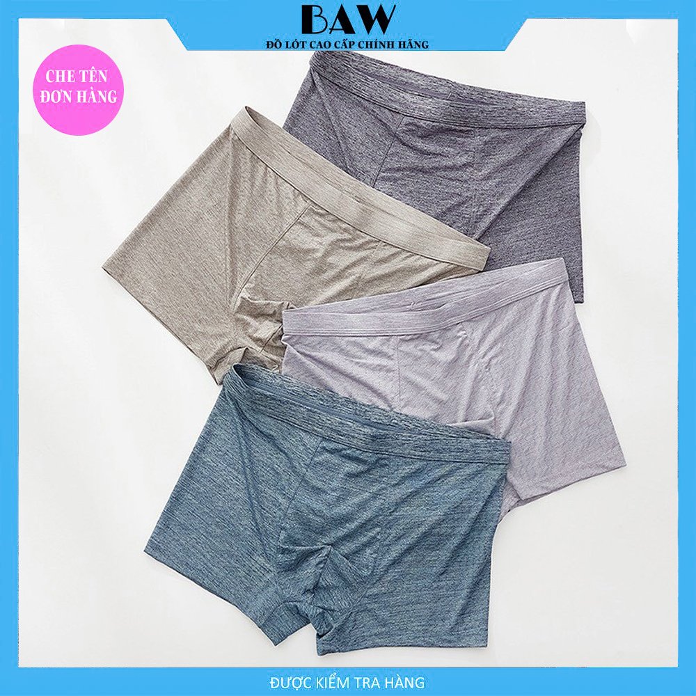 Quần Boxer Nam sợi cotton lạnh kháng khuẩn thoải mái mềm mịn, Quần Lót Nam co giãn 4 chiều thấm hút mồ hôi cực tốt thương hiệu BAW (combo 3 màu ngẫu nhiên) QLN9