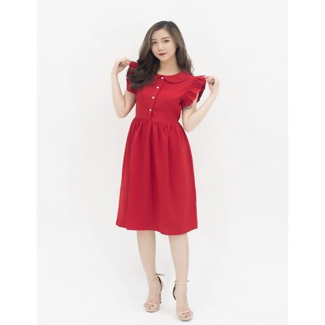 Đầm công sở tay cánh tiên bổ nẹp đính cúc trước - DCS232