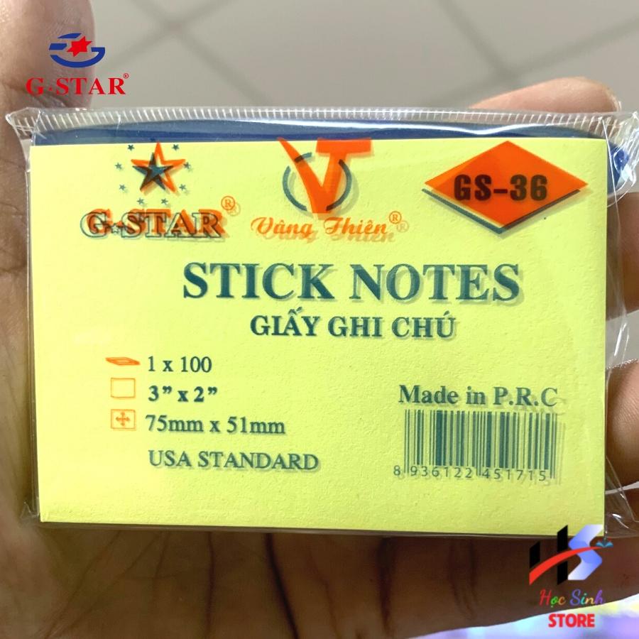 xấp 100 tờ Giấy ghi chú, giấy note đủ size ( 3x23x33x43x5 ) Gstar GS 36