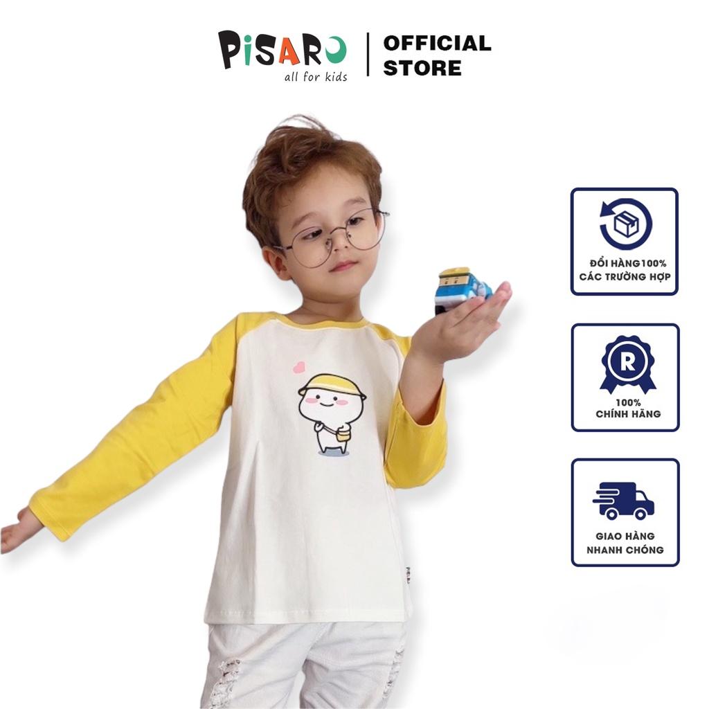 Áo thun dài tay bé gái và bé trai Pisaro vải Cotton cao cấp họa tiết dễ thương