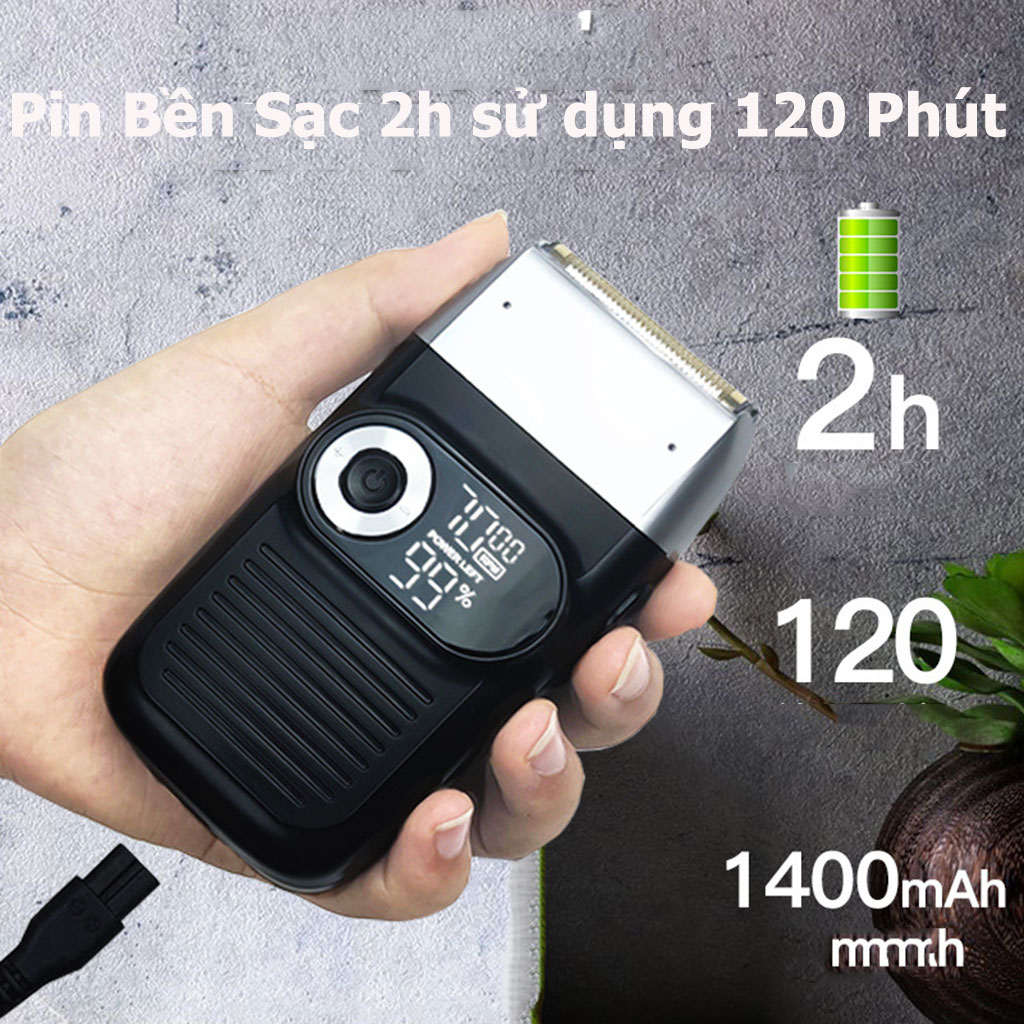 Hình ảnh Máy Cạo Râu Tiện Dụng Kemei 2026,Dao Cạo Râu Tích Hợp Pin 1400 mAh Công Suất 5W, Đèn Led Hiện Dung Lượng Pin, Lưỡi Cắt Titatium, Động Cơ Hạn Chế Tiếng Ồn - HÀNG CHÍNH HÃNG