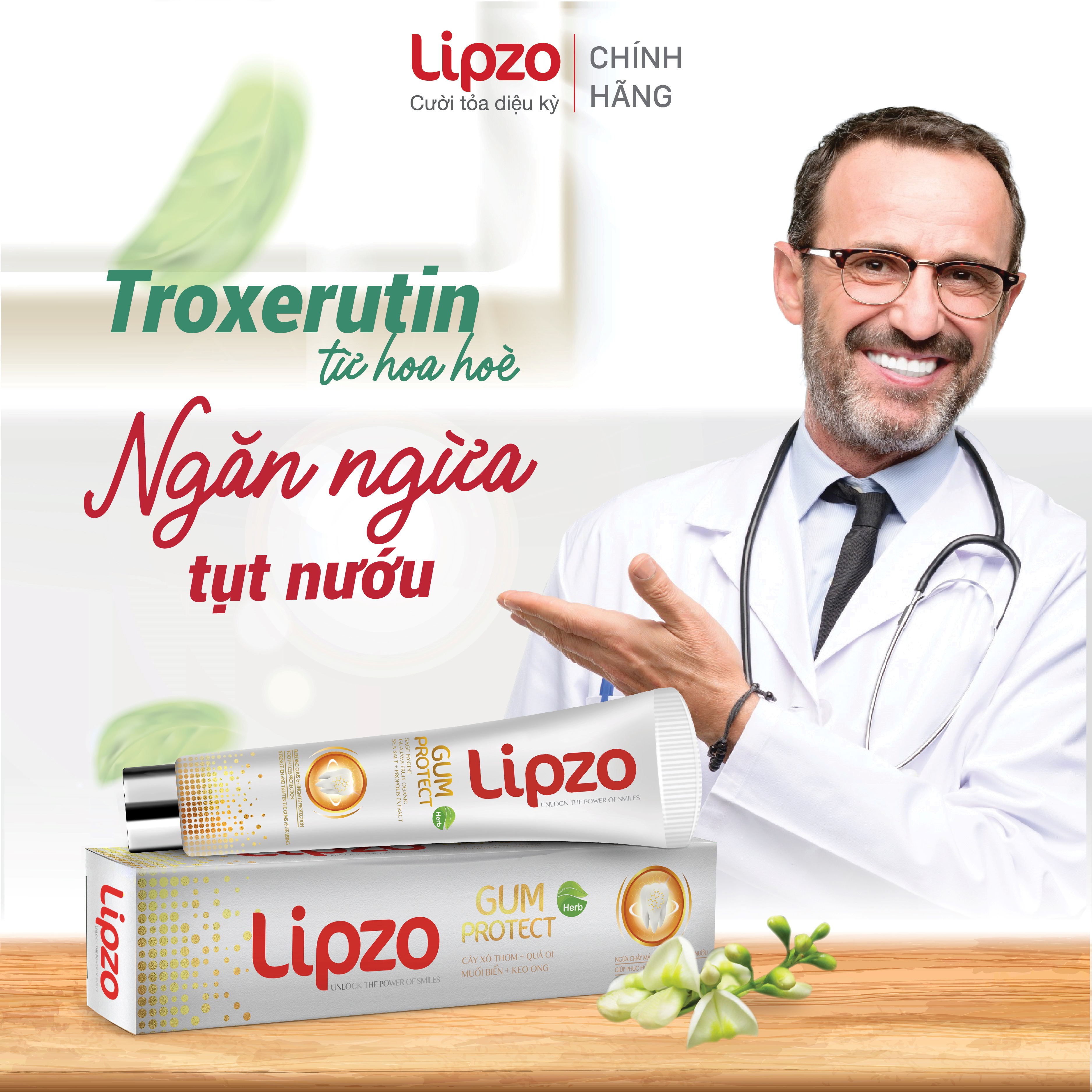 Kem Đánh Răng Dược Liệu Lipzo Gum Protect Chống Tụt Nướu 95g Ngăn Ngừa Chảy Máu Chân Răng, Khử Khuẩn, Răng Chắc Khỏe
