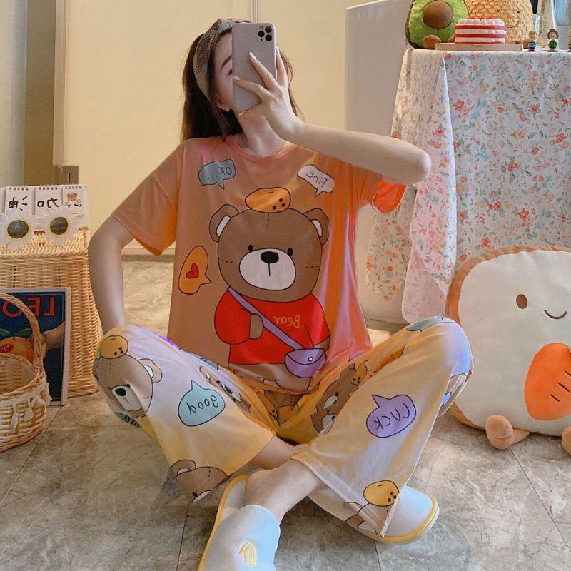 Đồ Bộ Ngủ Thun Quần Dài, Đồ Mặc Nhà Hàng Quảng Châu, Pijama Hoạt Hình chú gấu Bear
