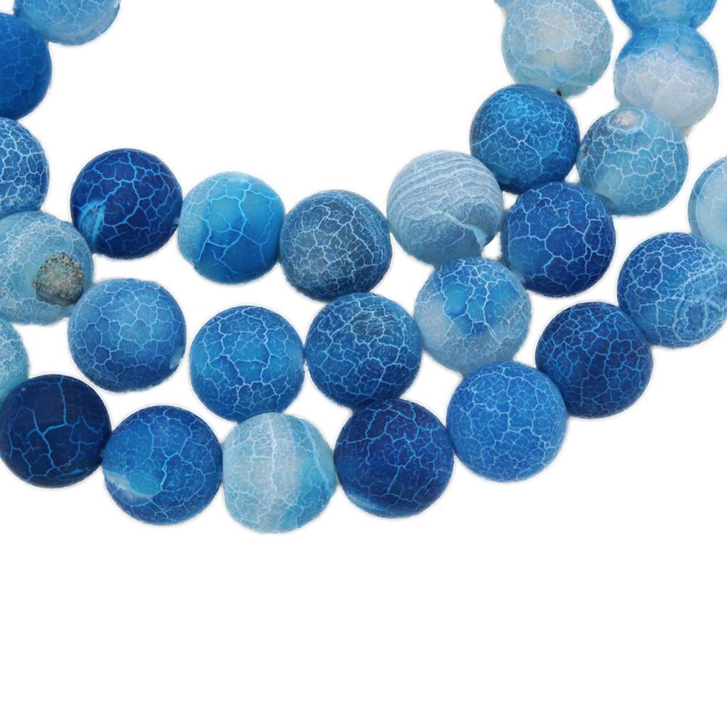 1 Strand 8mm Round Weathering Frosted Stone Loose Beads DIY Crafts Blue