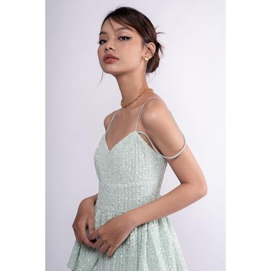 OLALASTUDIO đầm dây xanh mint cúp ngực 2 tầng Renee