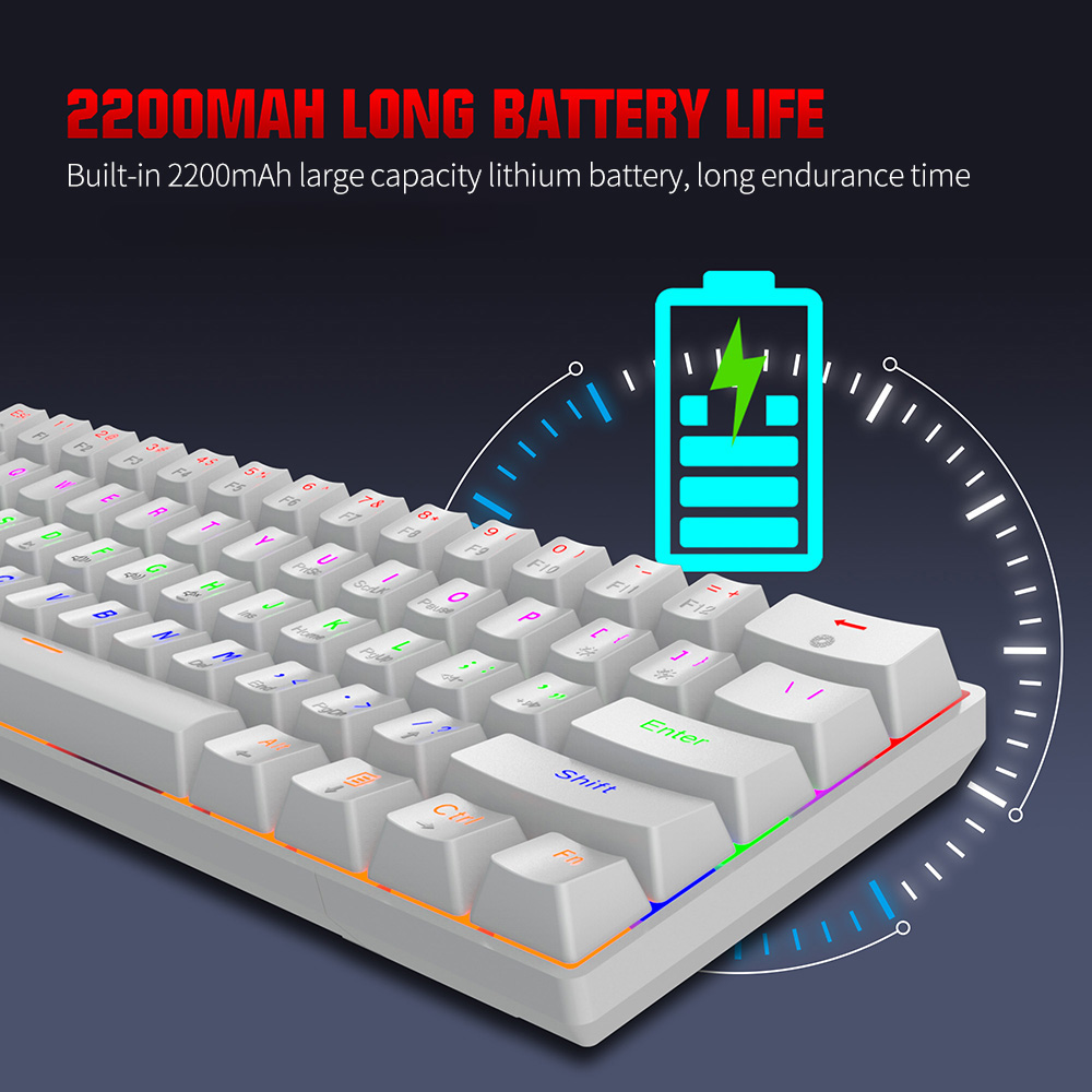 HXSJ L800 Three-mode Mechanical Keyboard 61 Keys RGB Keyboard Support BT5.0/2.4G/USB Wired Connection with Blue Switches