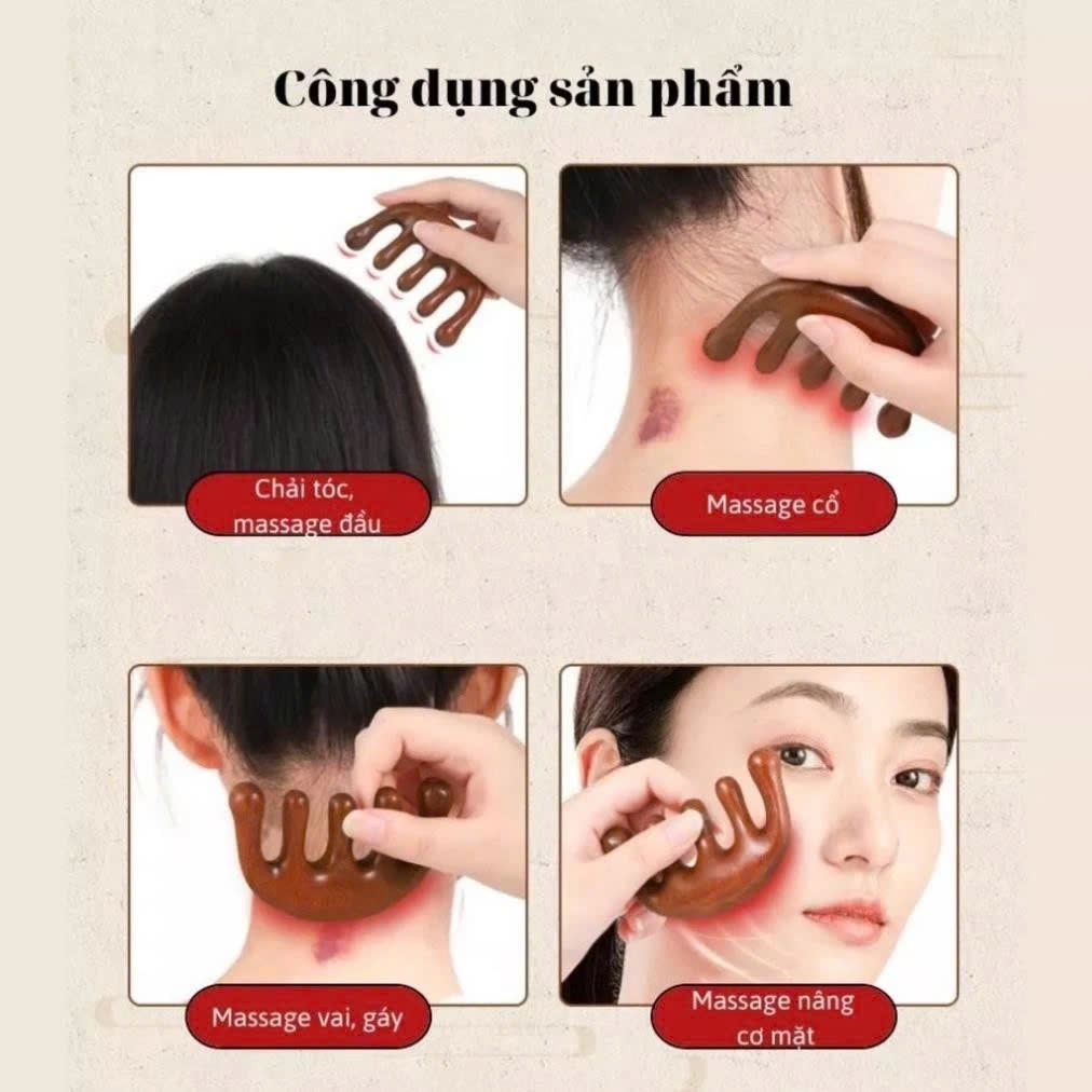 Lược Gỗ Thơm Mát Xa Da Đầu Răng Thưa Thư Giãn Giải Tỏa Áp Lực Độc Đáo Hàng Chính Hãng LƯỢC BĂNG ĐÔ