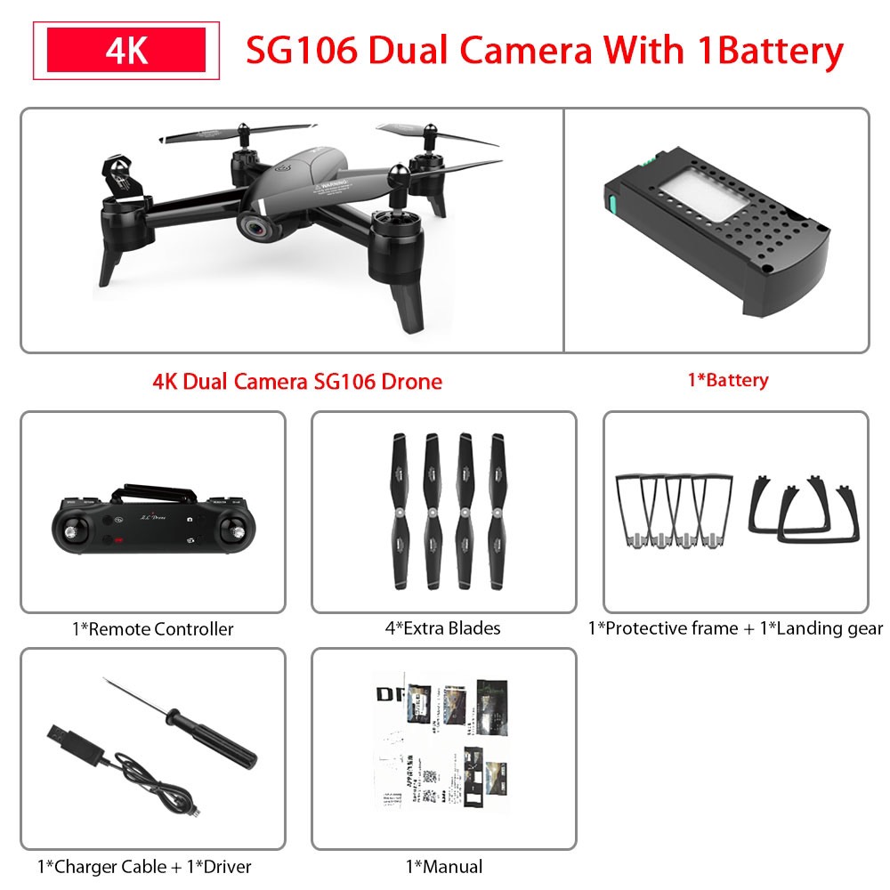 Flycam SG106 Thế Hệ Mới BAY 22 PHÚT, Chụp Ảnh Bằng Cử Chỉ, 2 Camera Video HD 720P, Cảm Biến Di Chuyển Theo Bàn Tay, Truyền Hình Ảnh Trực Tiếp Về Điện Thoại - Hàng chính hãng