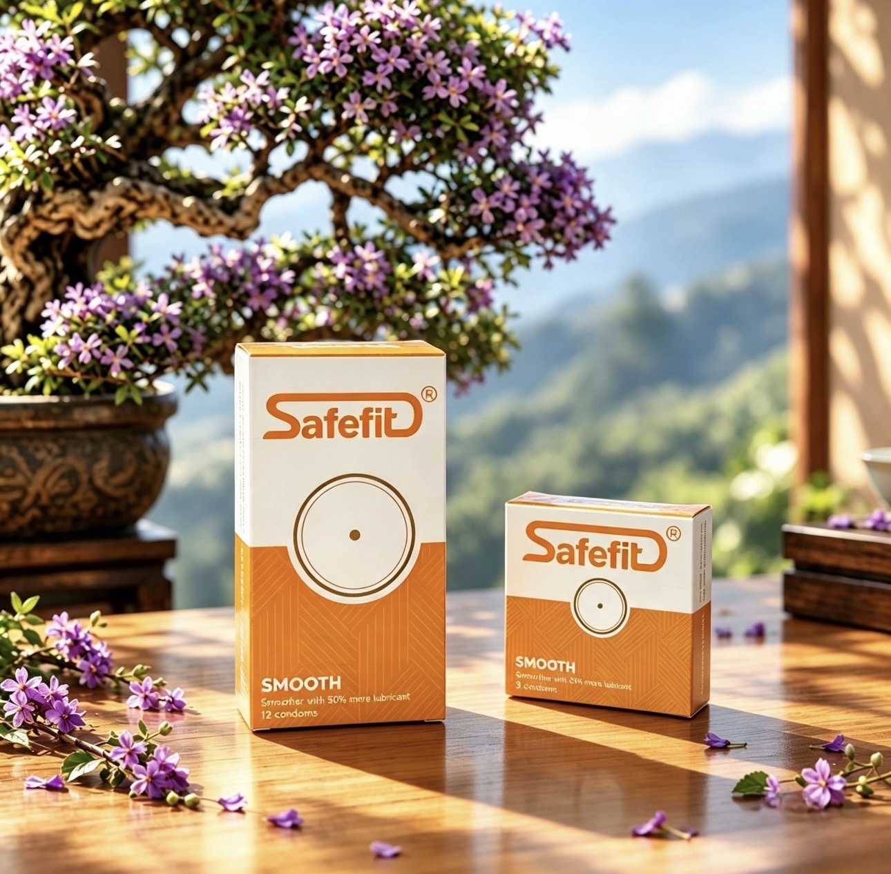 Combo mua Hộp 12Cái tặng hộp 3Cái- Bao cao su Safefit Smooth, eo thắt chống tuột, tạo cảm giác chân thật