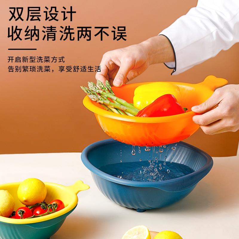 Set 6 Rổ Nhựa Hai Lớp Đa Năng Tiện Dụng Cho Nhà Bếp