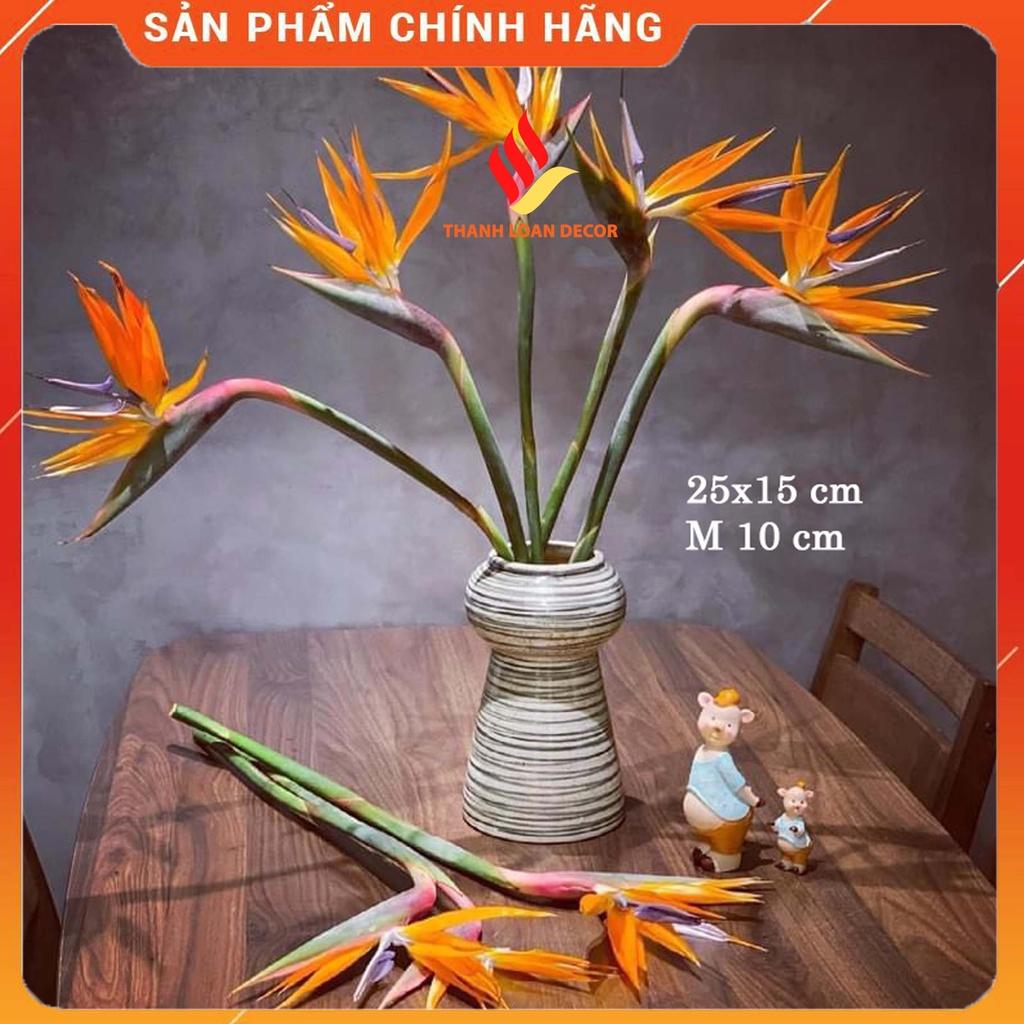 Lọ hoa gốm Bát Tràng decor cao cấp 21 cm - Bình hoa trang trí cỡ vừa - Men nâu hỏa biến hổ phách