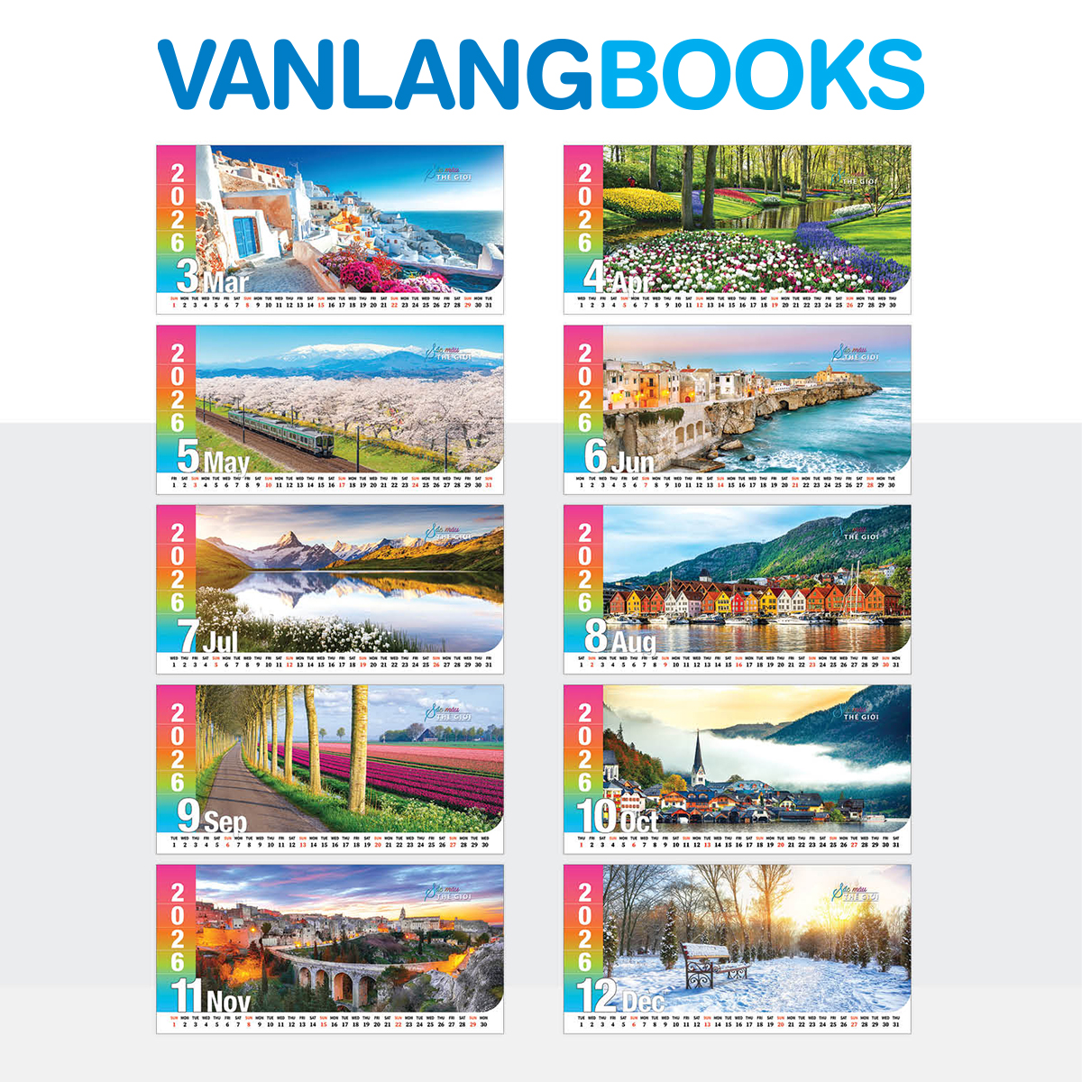 Lịch Bàn 2026 Vanlangbooks - Sắc Màu Thế Giới (VLLB09) - Màu Xanh