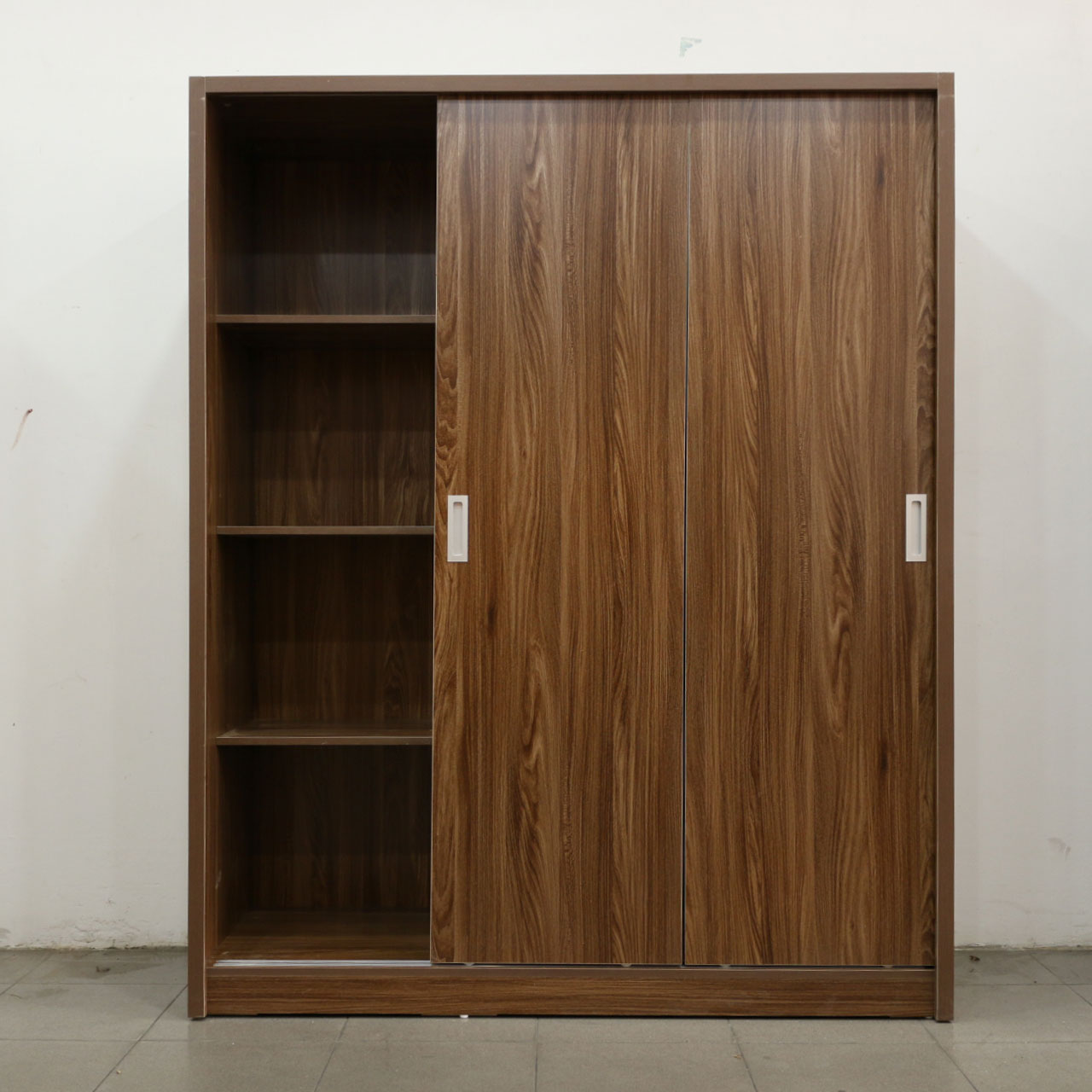Tủ Áo Cửa Lùa 1m6x2m Gỗ MDF Melamine Màu Óc Chó Hiện Đại Viva