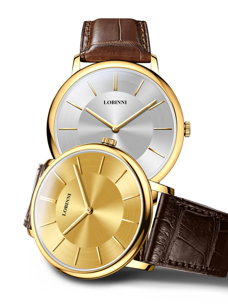 Đồng hồ nam Lobinni L3013-5 chính hãng Thụy Sỹ ,Kính sapphire ,chống xước ,Chống nước 30m,mặt trắng vỏ vàng da nâu( đen) xịn,Máy điện tử (Quartz) ,Bảo hành 24 Tháng,thiết kế đơn giản ,trẻ trung và sang trọng