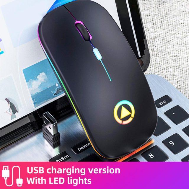 Chuột Không Dây RGB Bluetooth Máy Tính Chơi Game Im Lặng Sạc Thiết Mause Có Đèn LED Backlit USB Chuột Cho Máy Tính Laptop